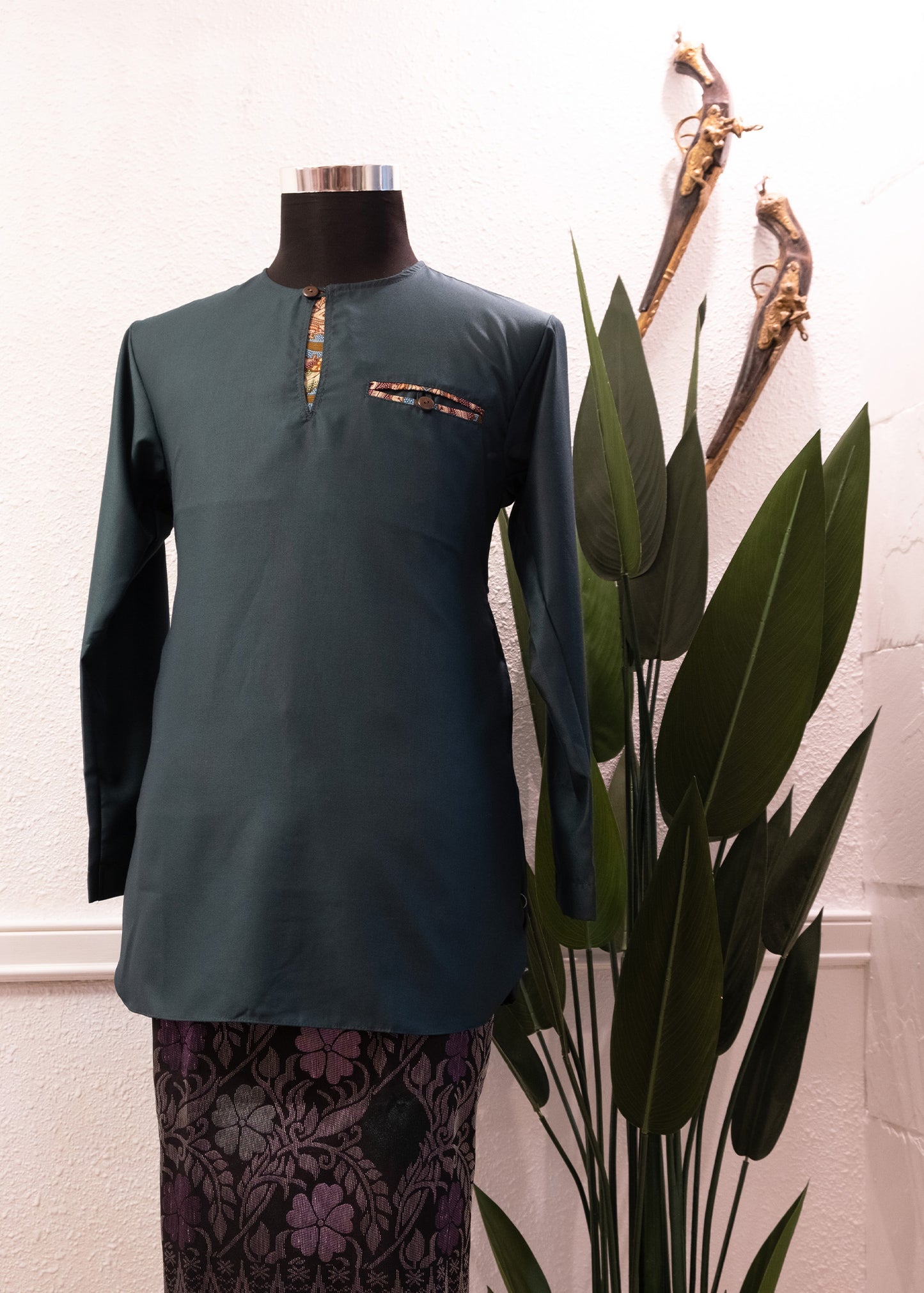 Batik Kurta Emerald Green